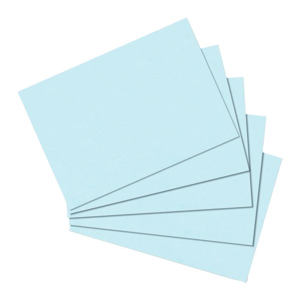 карточки для записей А5, нелинованные, синие, 100 штук