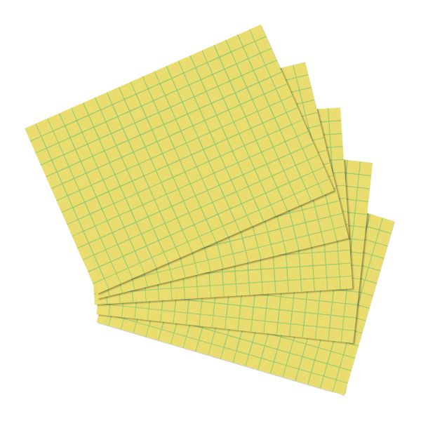 карточки для записей А6, в клетку, желтые, 100 штук