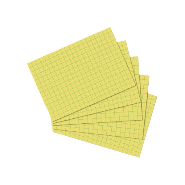 карточки для записей А7, в клетку, желтые, 100 штук