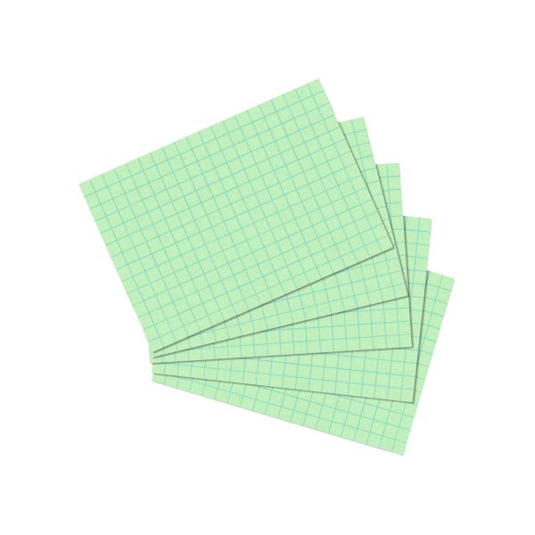 карточки для записей А7, в клетку, зеленые, 100 штук