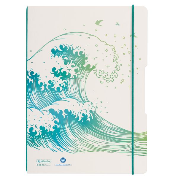 Блокнот flex A4/2х40, клетка + линейка, GREENline, орнамент Wave