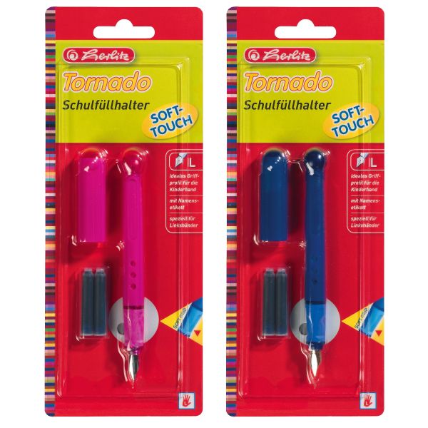 перьевая ручка Tornado, перо L, резиновый держатель, разные цвета