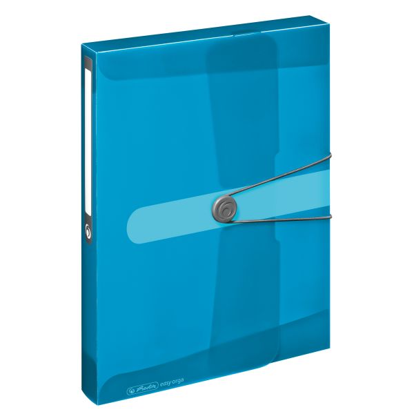 Box na spisy A4/4cm,PP transparentný modrý