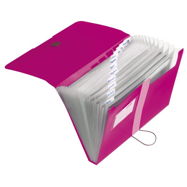 Spisové dosky formát A4,s 12 dielnym organizátorom, PP,tmavoružové